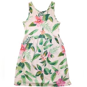 Girls Patterned Jersey Fit & Flare Tank Dress - Cream (Size M/8)